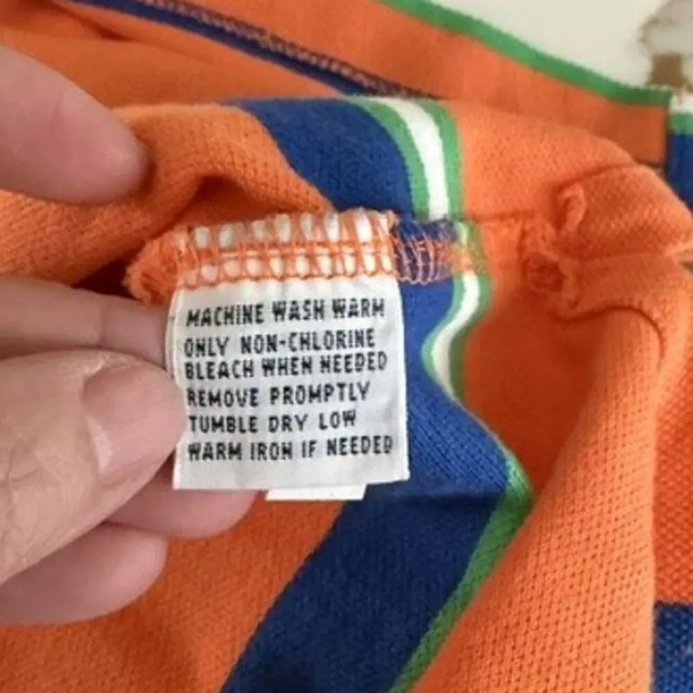 Polo Ralph Lauren Polo Shirt Mens 2XB Orange Stripe Big Pony Cotton Classic Golf